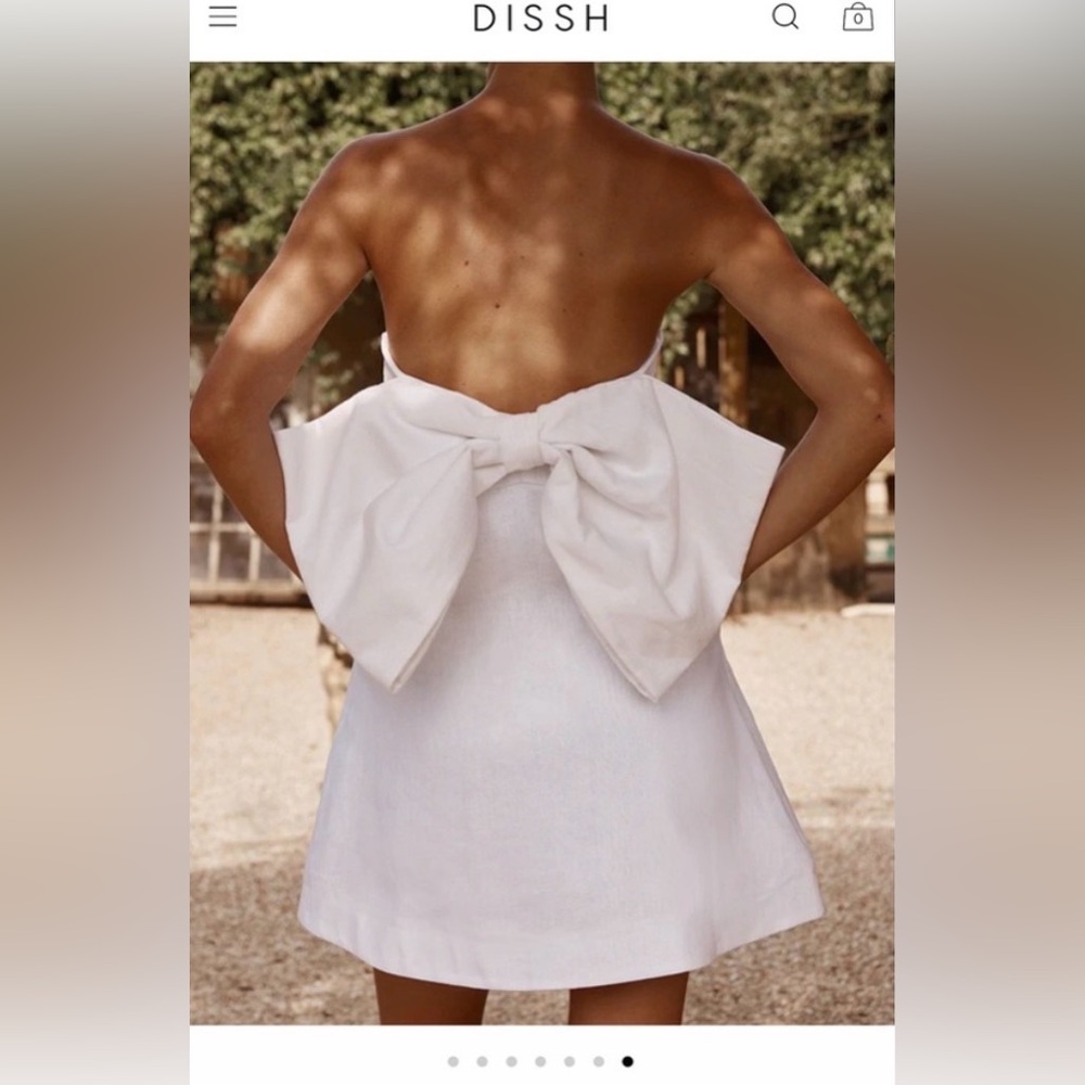 *NWOT* DISSH Aisle White Linen Back Bow Dress